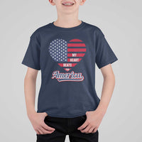 Patriotic T Shirt For Kid My Heart Beats For America Valentine's Day