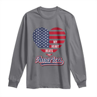 Patriotic Long Sleeve Shirt My Heart Beats For America Valentine's Day