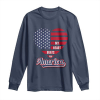 Patriotic Long Sleeve Shirt My Heart Beats For America Valentine's Day