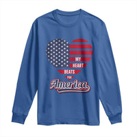 Patriotic Long Sleeve Shirt My Heart Beats For America Valentine's Day