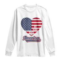 Patriotic Long Sleeve Shirt My Heart Beats For America Valentine's Day