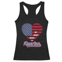 Patriotic Racerback Tank Top My Heart Beats For America Valentine's Day