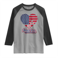 Patriotic Raglan Shirt My Heart Beats For America Valentine's Day