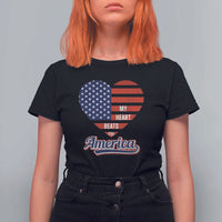 Patriotic T Shirt For Women My Heart Beats For America Valentine's Day