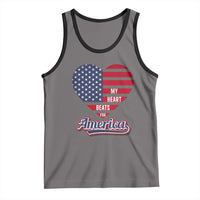 Patriotic Tank Top My Heart Beats For America Valentine's Day