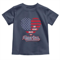Patriotic Toddler T Shirt My Heart Beats For America Valentine's Day
