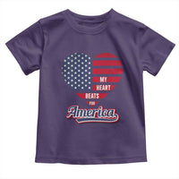 Patriotic Toddler T Shirt My Heart Beats For America Valentine's Day