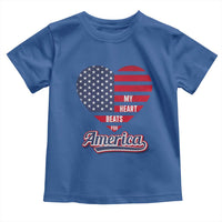 Patriotic Toddler T Shirt My Heart Beats For America Valentine's Day