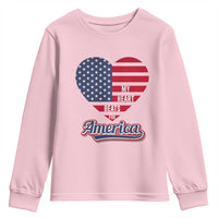Patriotic Youth Sweatshirt My Heart Beats For America Valentine's Day