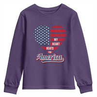 Patriotic Youth Sweatshirt My Heart Beats For America Valentine's Day