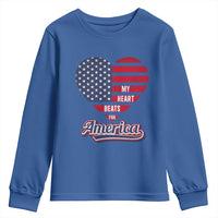 Patriotic Youth Sweatshirt My Heart Beats For America Valentine's Day