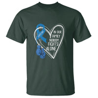 Colorectal Cancer Awareness T Shirt In Our Family Nobody Fights Alone Colon Colonscopy - Wonder Print Shop