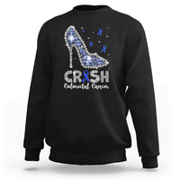 Colorectal Cancer Awareness Sweatshirt Crush Colon Colonscopy Blue Ribbon High Heels - Wonder Print Shop