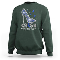 Colorectal Cancer Awareness Sweatshirt Crush Colon Colonscopy Blue Ribbon High Heels - Wonder Print Shop