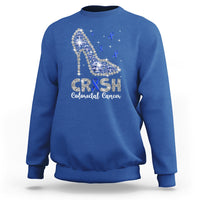 Colorectal Cancer Awareness Sweatshirt Crush Colon Colonscopy Blue Ribbon High Heels - Wonder Print Shop