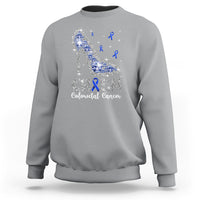 Colorectal Cancer Awareness Sweatshirt Crush Colon Colonscopy Blue Ribbon High Heels - Wonder Print Shop