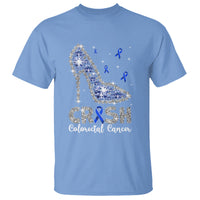 Colorectal Cancer Awareness T Shirt Crush Colon Colonscopy Blue Ribbon High Heels - Wonder Print Shop