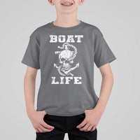 Boat Life T Shirt For Kid Funny Skull Anchor