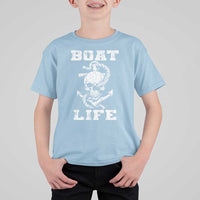 Boat Life T Shirt For Kid Funny Skull Anchor
