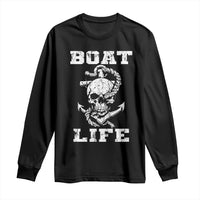 Boat Life Long Sleeve Shirt Funny Skull Anchor