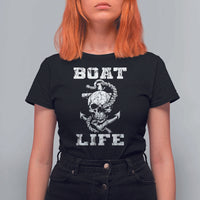 Boat Life T Shirt For Women Funny Skull Anchor