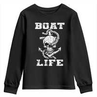Boat Life Youth Sweatshirt Funny Skull Anchor
