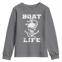 Boat Life Youth Sweatshirt Funny Skull Anchor