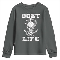 Boat Life Youth Sweatshirt Funny Skull Anchor