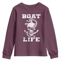 Boat Life Youth Sweatshirt Funny Skull Anchor