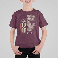 Pontoon Boat Captain T Shirt For Kid Dad Husband Legend Brave Myth