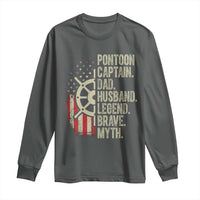 Pontoon Boat Captain Long Sleeve Shirt Dad Husband Legend Brave Myth