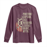 Pontoon Boat Captain Long Sleeve Shirt Dad Husband Legend Brave Myth
