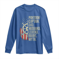 Pontoon Boat Captain Long Sleeve Shirt Dad Husband Legend Brave Myth