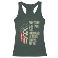 Pontoon Boat Captain Racerback Tank Top Dad Husband Legend Brave Myth