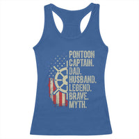 Pontoon Boat Captain Racerback Tank Top Dad Husband Legend Brave Myth