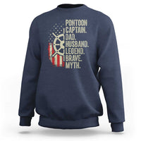 Pontoon Boat Captain Sweatshirt Dad Husband Legend Brave Myth