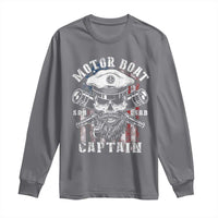 Motor Boat Captain Long Sleeve Shirt Patriotic American Flag