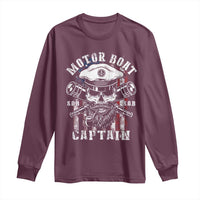 Motor Boat Captain Long Sleeve Shirt Patriotic American Flag