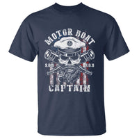 Motor Boat Captain T Shirt Patriotic American Flag
