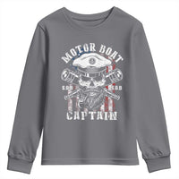 Motor Boat Captain Youth Sweatshirt Patriotic American Flag
