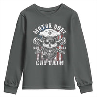 Motor Boat Captain Youth Sweatshirt Patriotic American Flag