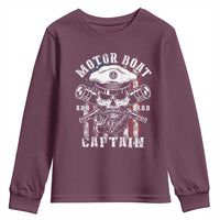Motor Boat Captain Youth Sweatshirt Patriotic American Flag