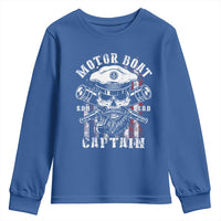 Motor Boat Captain Youth Sweatshirt Patriotic American Flag
