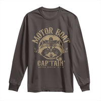Funny Raccoon Motor Boat Captain Long Sleeve Shirt