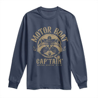 Funny Raccoon Motor Boat Captain Long Sleeve Shirt