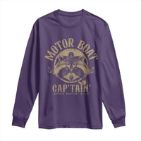 Funny Raccoon Motor Boat Captain Long Sleeve Shirt