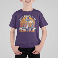It's A Good Day To Drink On A Boat T Shirt For Kid Retro Sunset