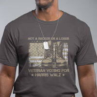 Veteran Voting For Harris Walz T Shirt I Am A Veteran Not A Sucker Or A Loser - Wonder Print Shop