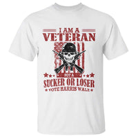 Veteran For Harris Walz T Shirt Not A Sucker Or A Loser American Eagle Flag - Wonder Print Shop