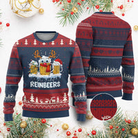 Funny Xmas Beer Ugly Christmas Sweater Reinbeers Reindeer Drinking Beer - Wonder Print Shop